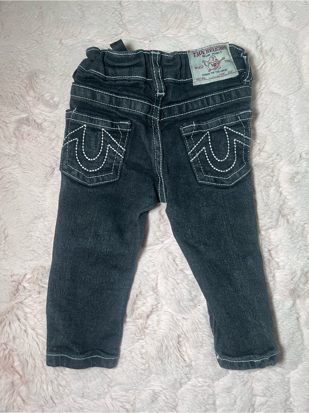 True Religion Kids Black Denim Jeans with White Stitching
